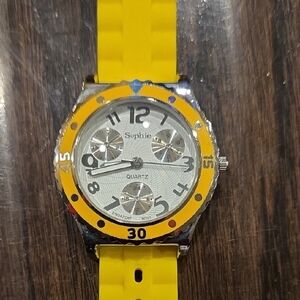 Yellow and Silver Women's Watch
